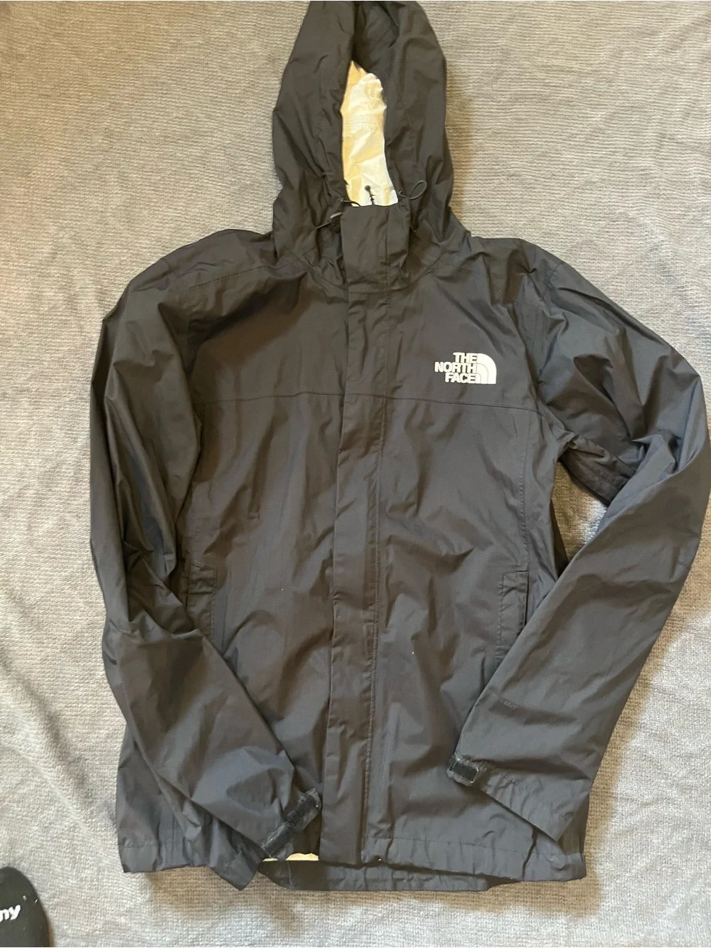 The North Face Black Hooded Rain Jacket with Logo